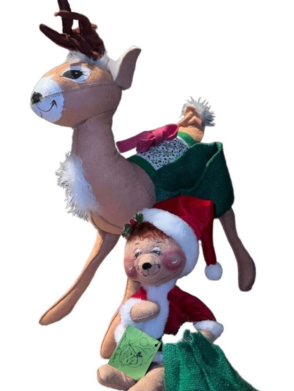 Annalee Mobilitee Dolls Christmas Reindeer And Santa Set
